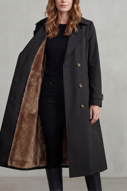 Carletta – Faux fur-lined trench – Double-breasted winter coat