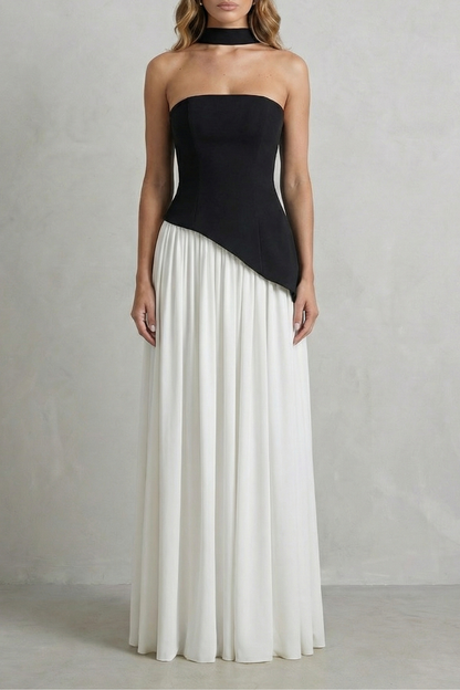 Celestara – Sculpted draped slit – Strapless maxi dress