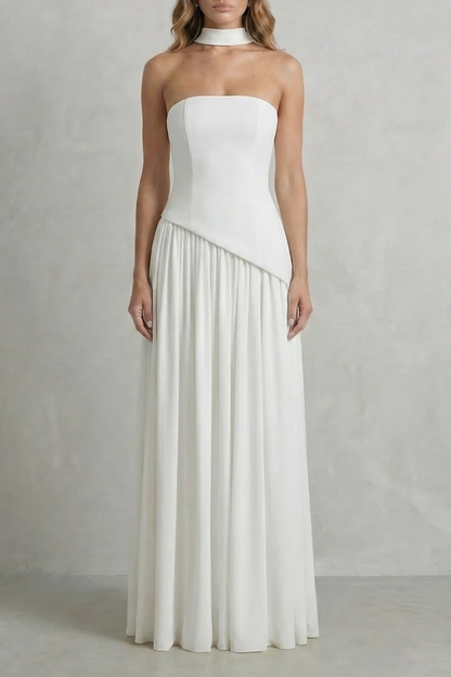 Celestara – Sculpted draped slit – Strapless maxi dress