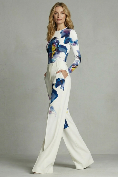 Celestique – Artistic colourblock elegance – Top and trouser set