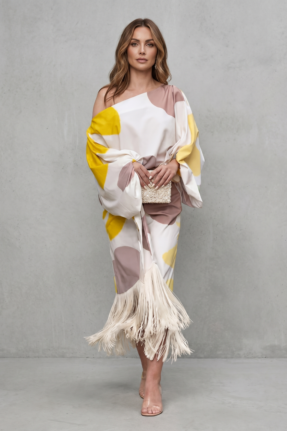 Danivelle – Abstract print fringe elegance – Two-piece set