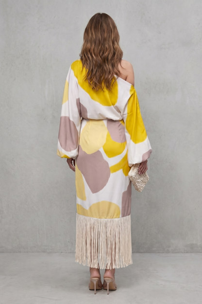 Danivelle – Abstract print fringe elegance – Two-piece set