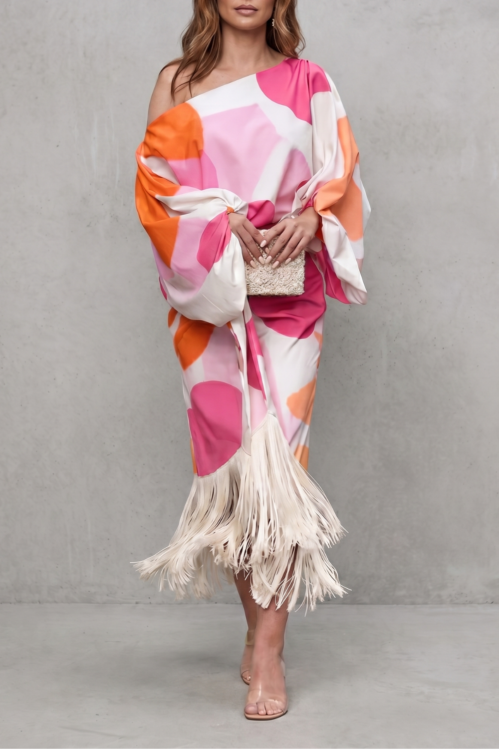 Danivelle – Abstract print fringe elegance – Two-piece set