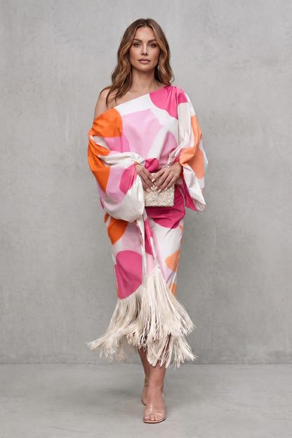 Danivelle – Abstract print fringe elegance – Two-piece set