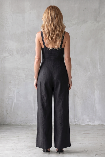 Darelle – Contrast stitch utility – Wide-leg jumpsuit