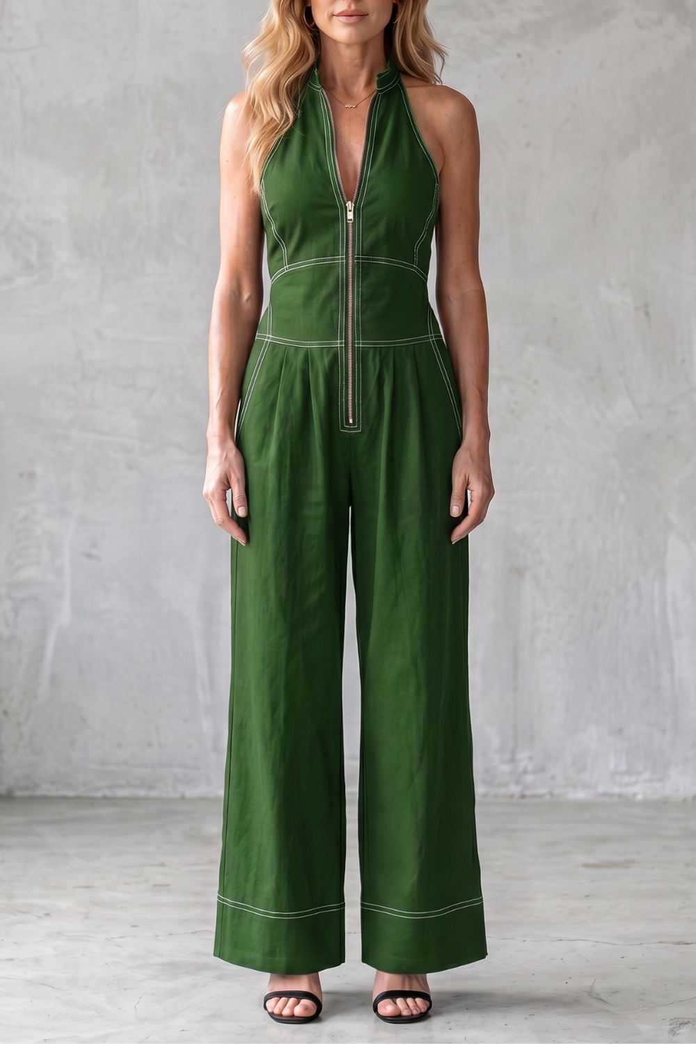 Darelle – Contrast stitch utility – Wide-leg jumpsuit