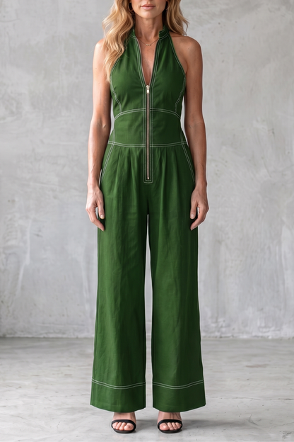 Darelle – Contrast stitch utility – Wide-leg jumpsuit