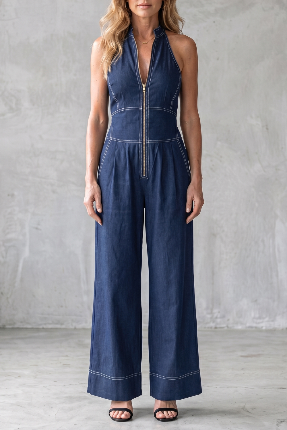 Darelle – Contrast stitch utility – Wide-leg jumpsuit