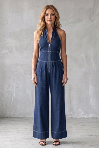 Darelle – Contrast stitch utility – Wide-leg jumpsuit
