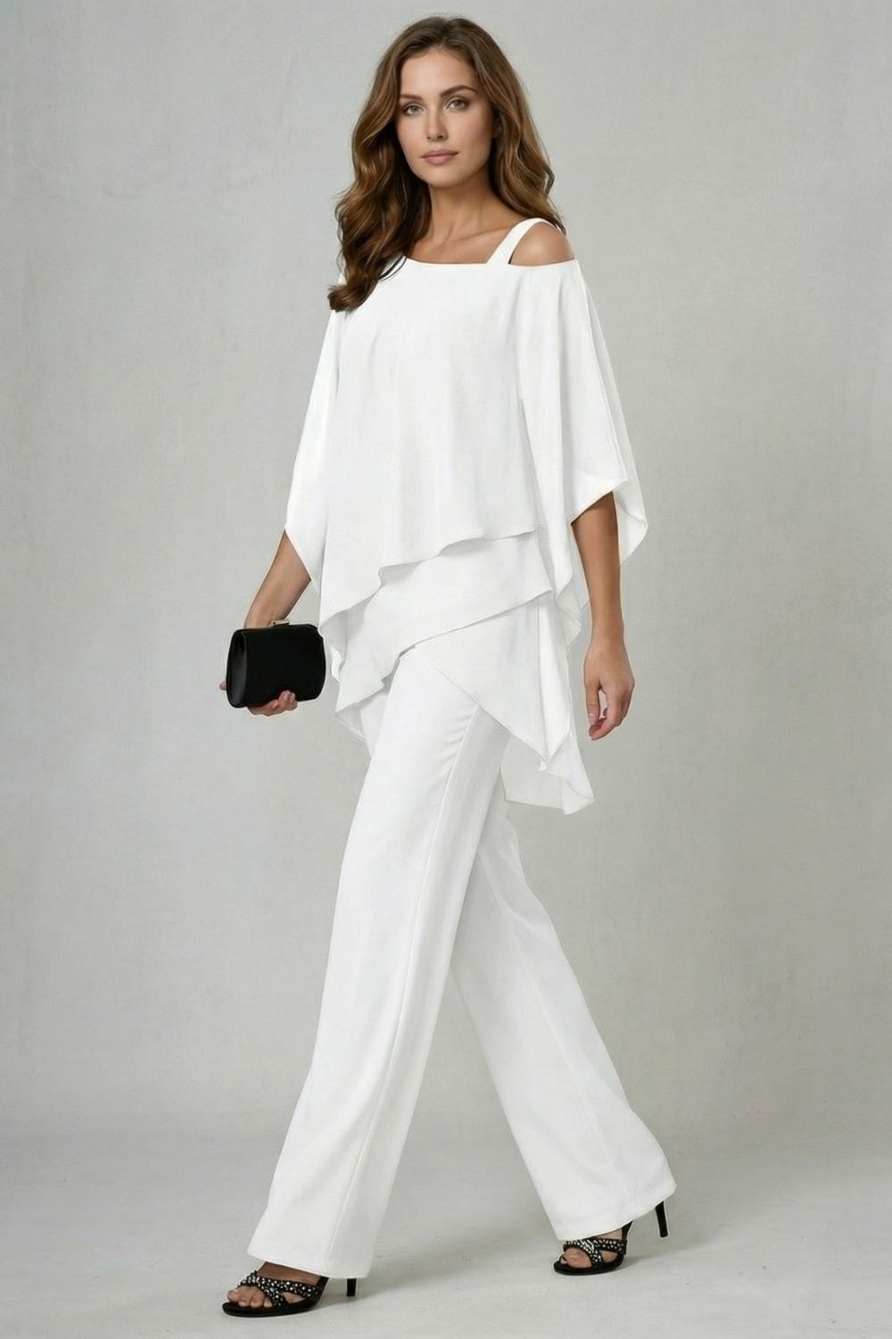 Élaria – Asymmetric chiffon flow – Top and trouser set