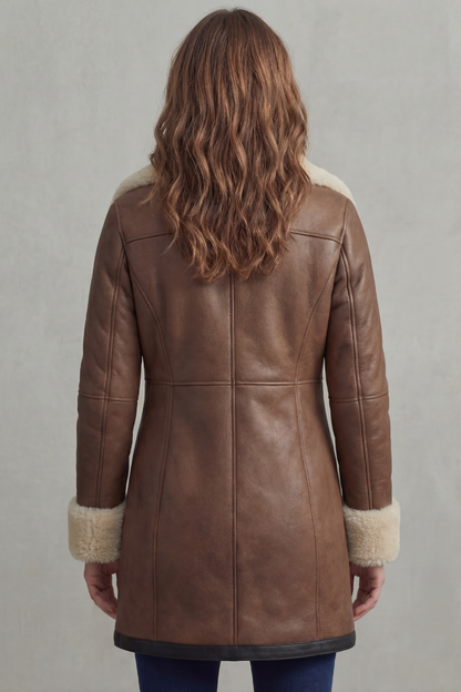 Elisara – Shearling collar – Leather winter coat