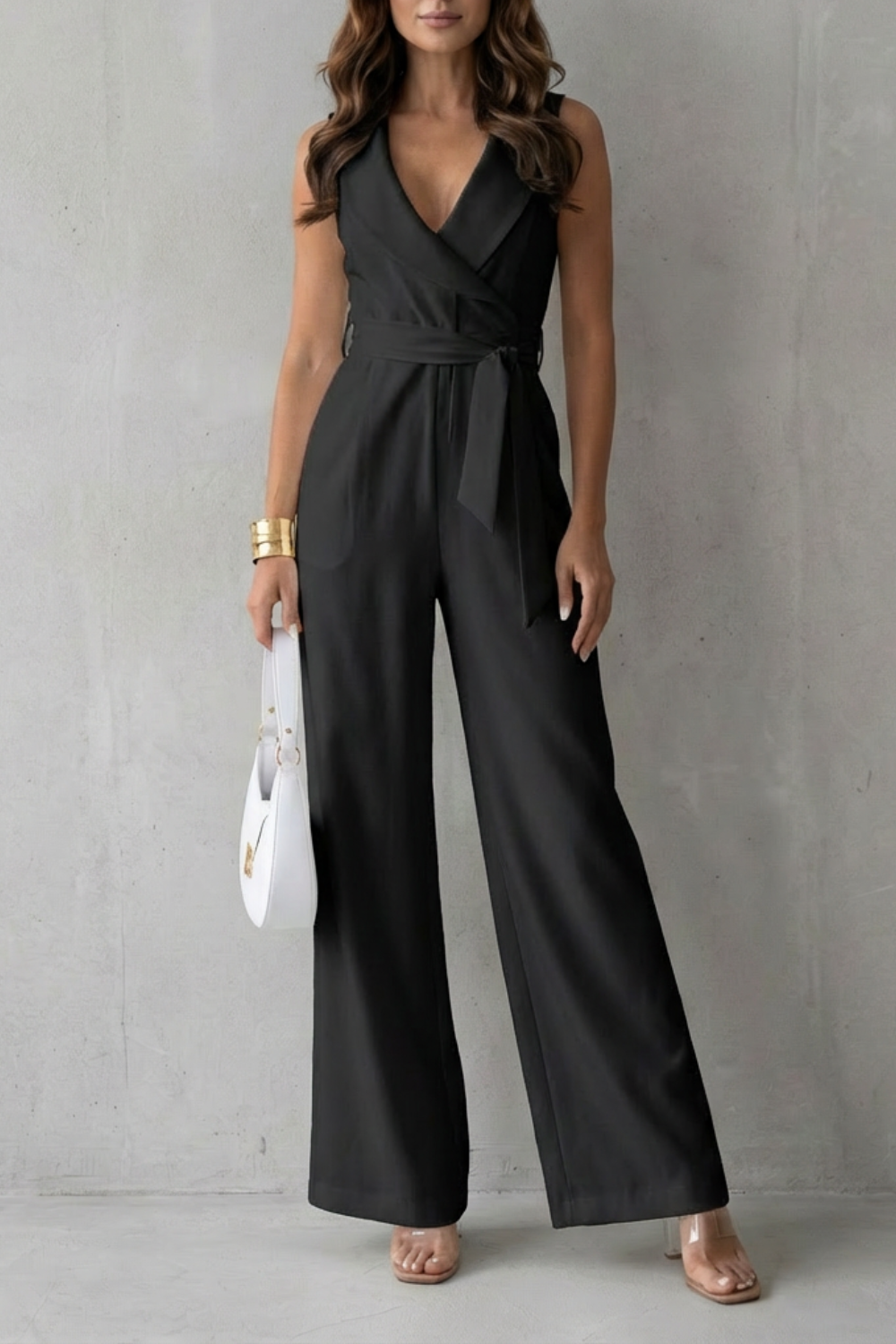 Elisavie – Lapel wrap waist – Tailored jumpsuit