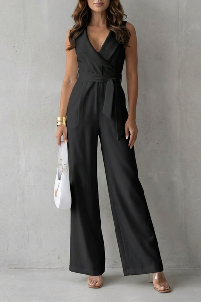 Elisavie – Lapel wrap waist – Tailored jumpsuit