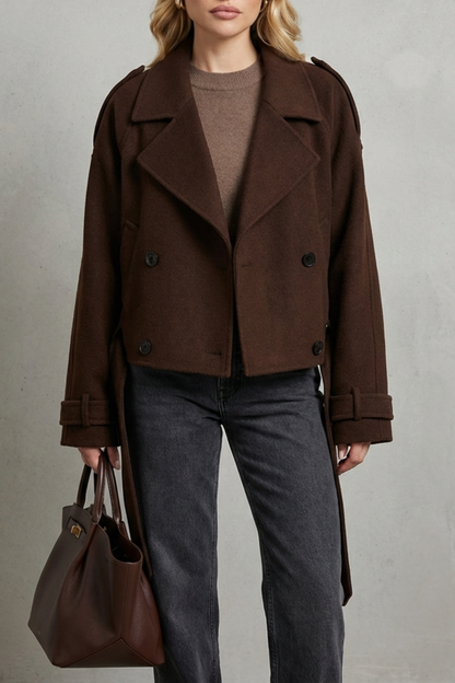 Élise – Double-breasted French Woolen Jacket – Cropped City Coat