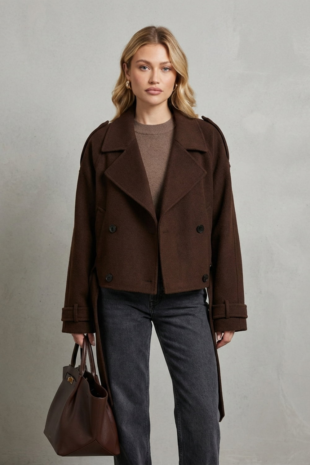 Élise – Double-breasted French Woolen Jacket – Cropped City Coat