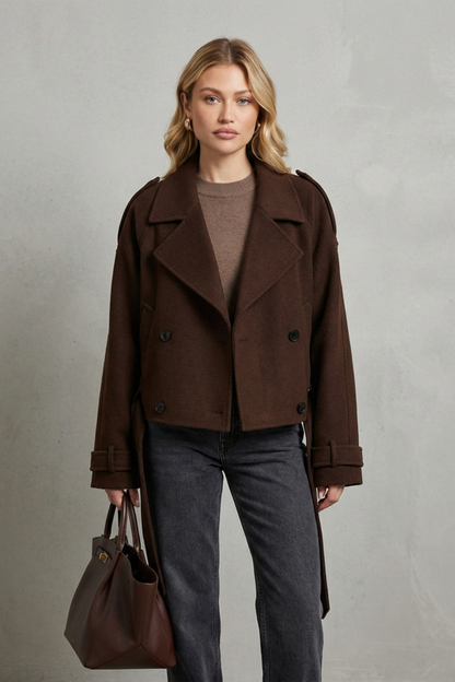 Élise – Double-breasted French Woolen Jacket – Cropped City Coat