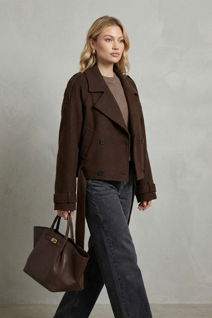Élise – Double-breasted French Woolen Jacket – Cropped City Coat