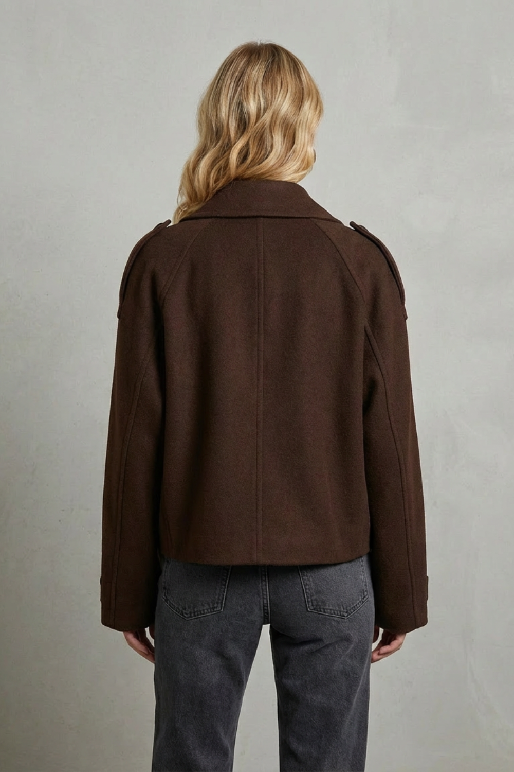 Élise – Double-breasted French Woolen Jacket – Cropped City Coat