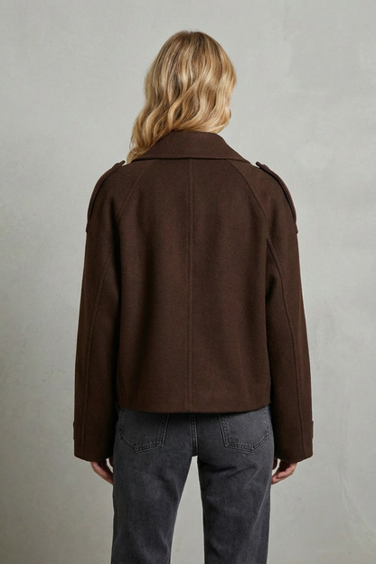 Élise – Double-breasted French Woolen Jacket – Cropped City Coat
