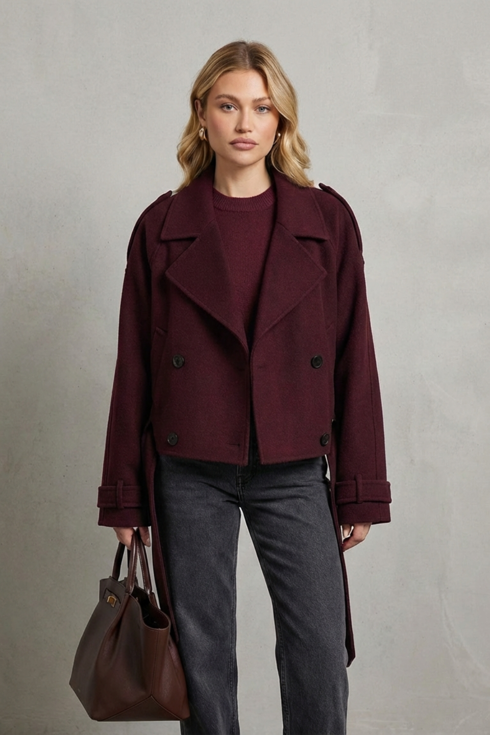 Élise – Double-breasted French Woolen Jacket – Cropped City Coat