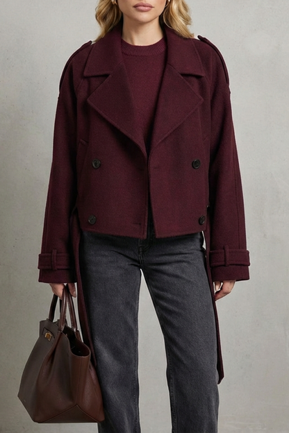 Élise – Double-breasted French Woolen Jacket – Cropped City Coat