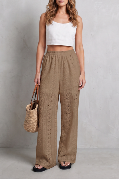 Élodienne – Broderie anglaise grace – Wide-leg trousers