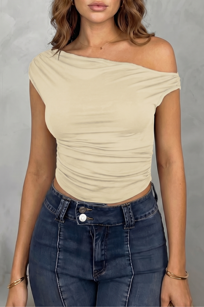 Elovienne – Asymmetric ruched silhouette – One shoulder top