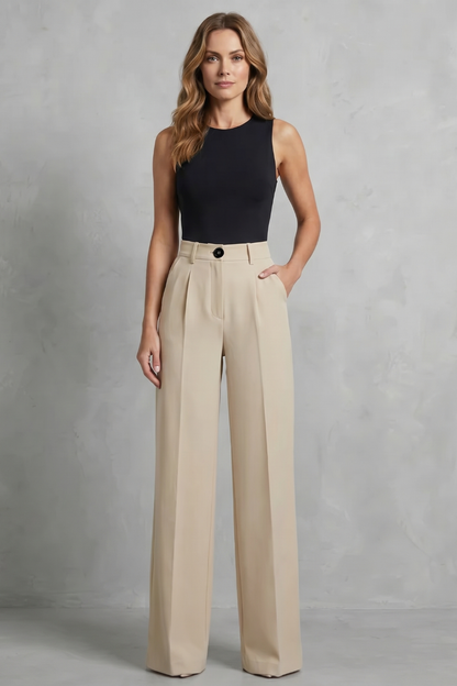 Elozane – Tailored pleats – High-waist wide-leg trousers