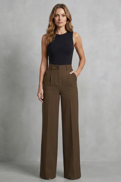 Elozane – Tailored pleats – High-waist wide-leg trousers