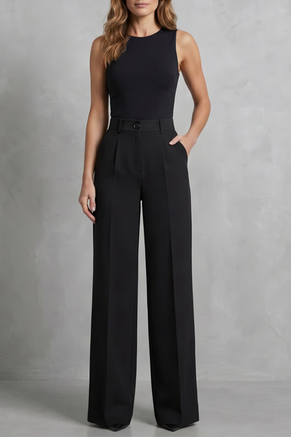 Elozane – Tailored pleats – High-waist wide-leg trousers