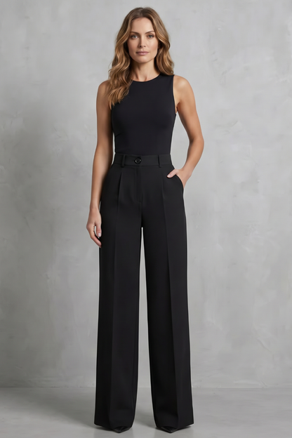 Elozane – Tailored pleats – High-waist wide-leg trousers