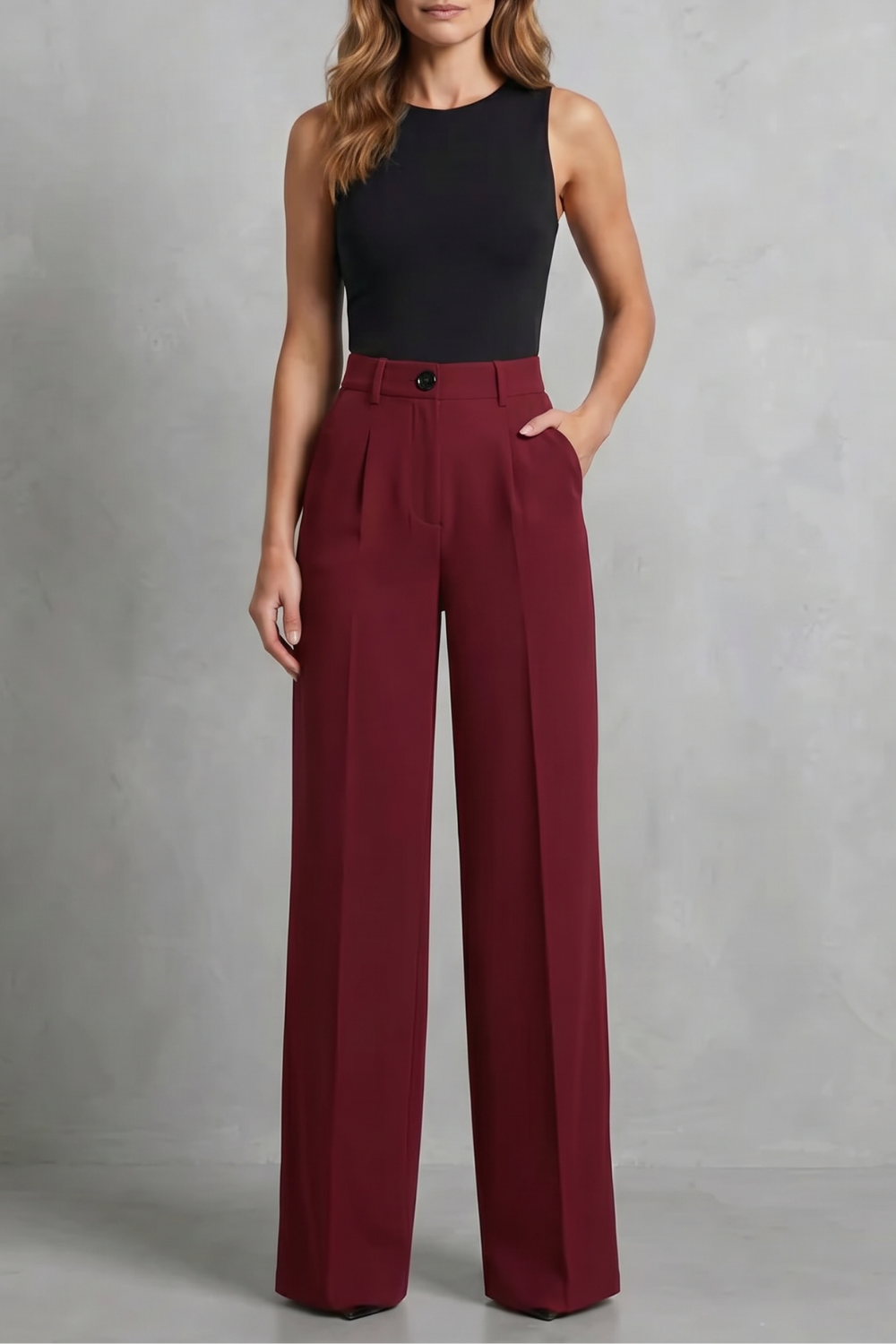 Elozane – Tailored pleats – High-waist wide-leg trousers