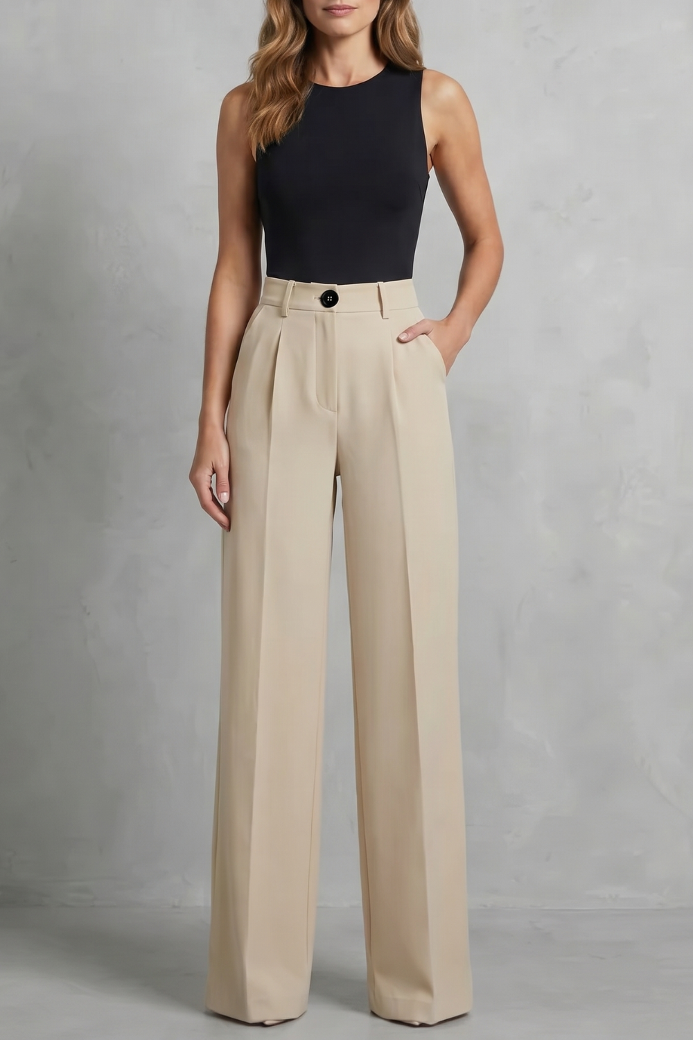 Elozane – Tailored pleats – High-waist wide-leg trousers