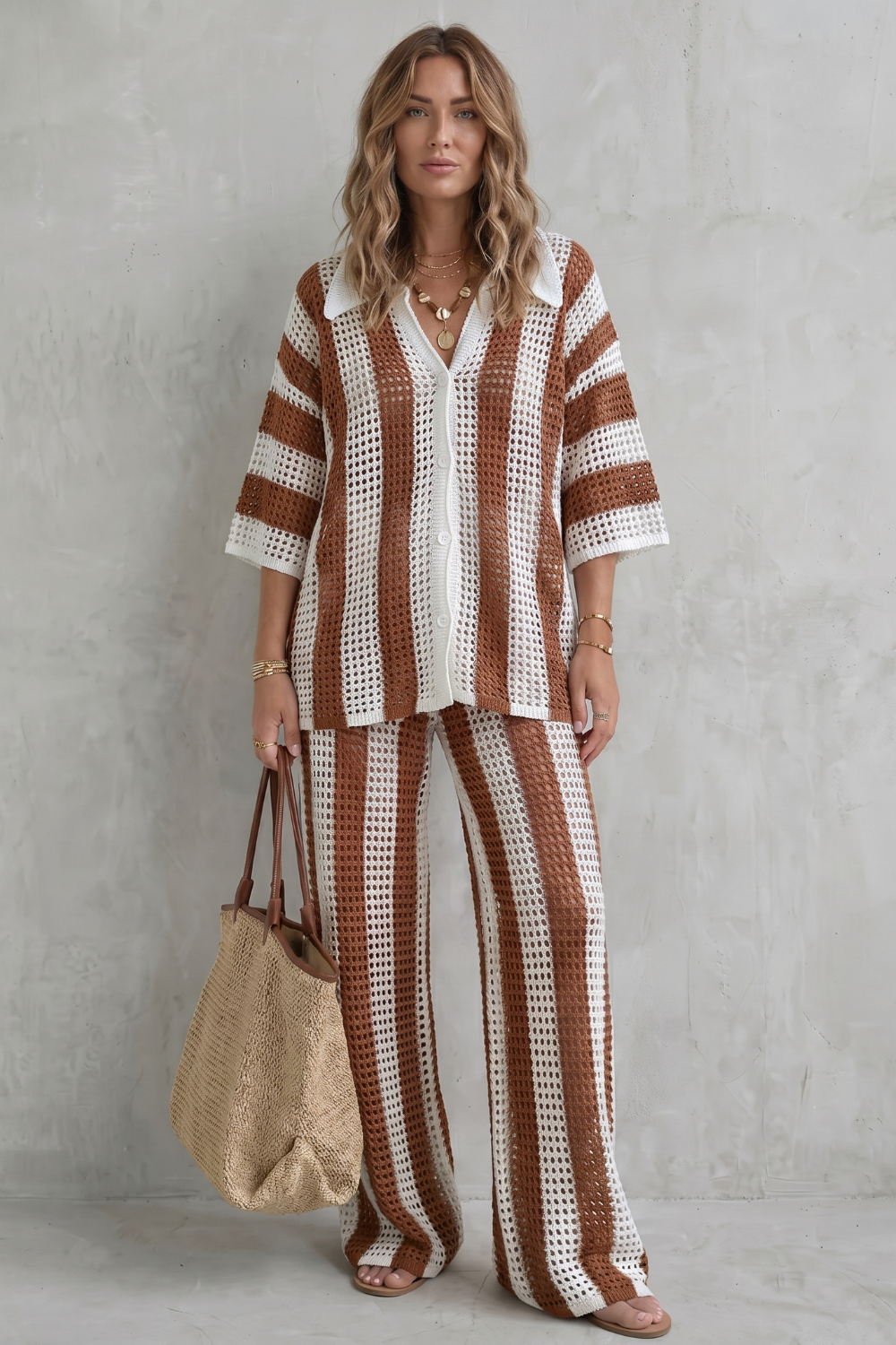 Evarisse – Striped crochet texture – Summer co-ord set