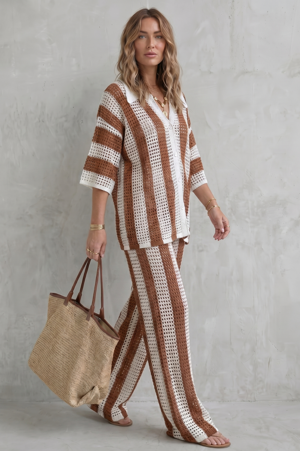 Evarisse – Striped crochet texture – Summer co-ord set