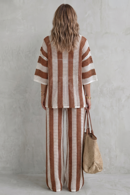 Evarisse – Striped crochet texture – Summer co-ord set