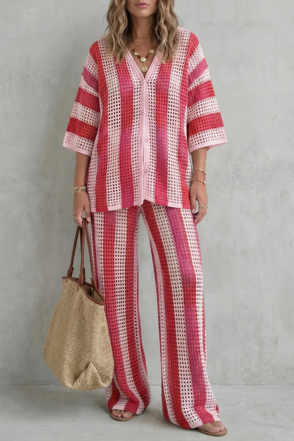Evarisse – Striped crochet texture – Summer co-ord set
