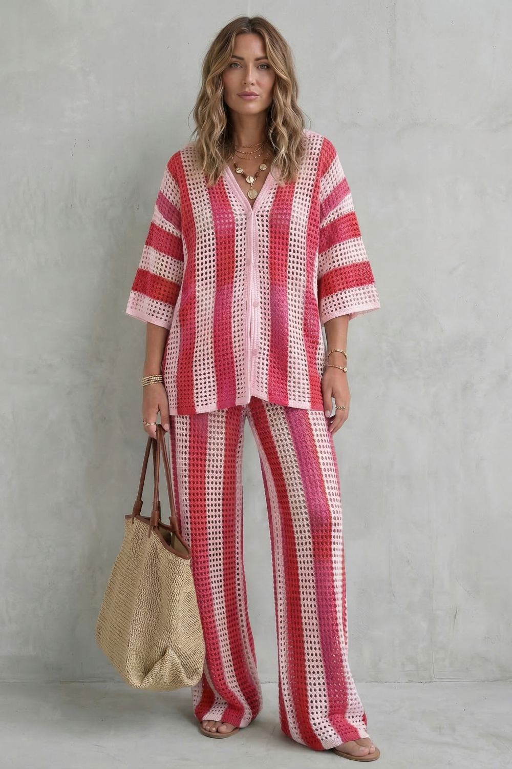 Evarisse – Striped crochet texture – Summer co-ord set