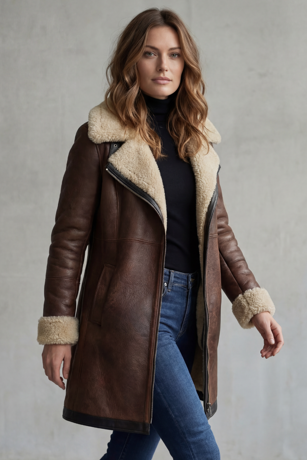 Everlyn – Shearling-lined elegance – leather coat