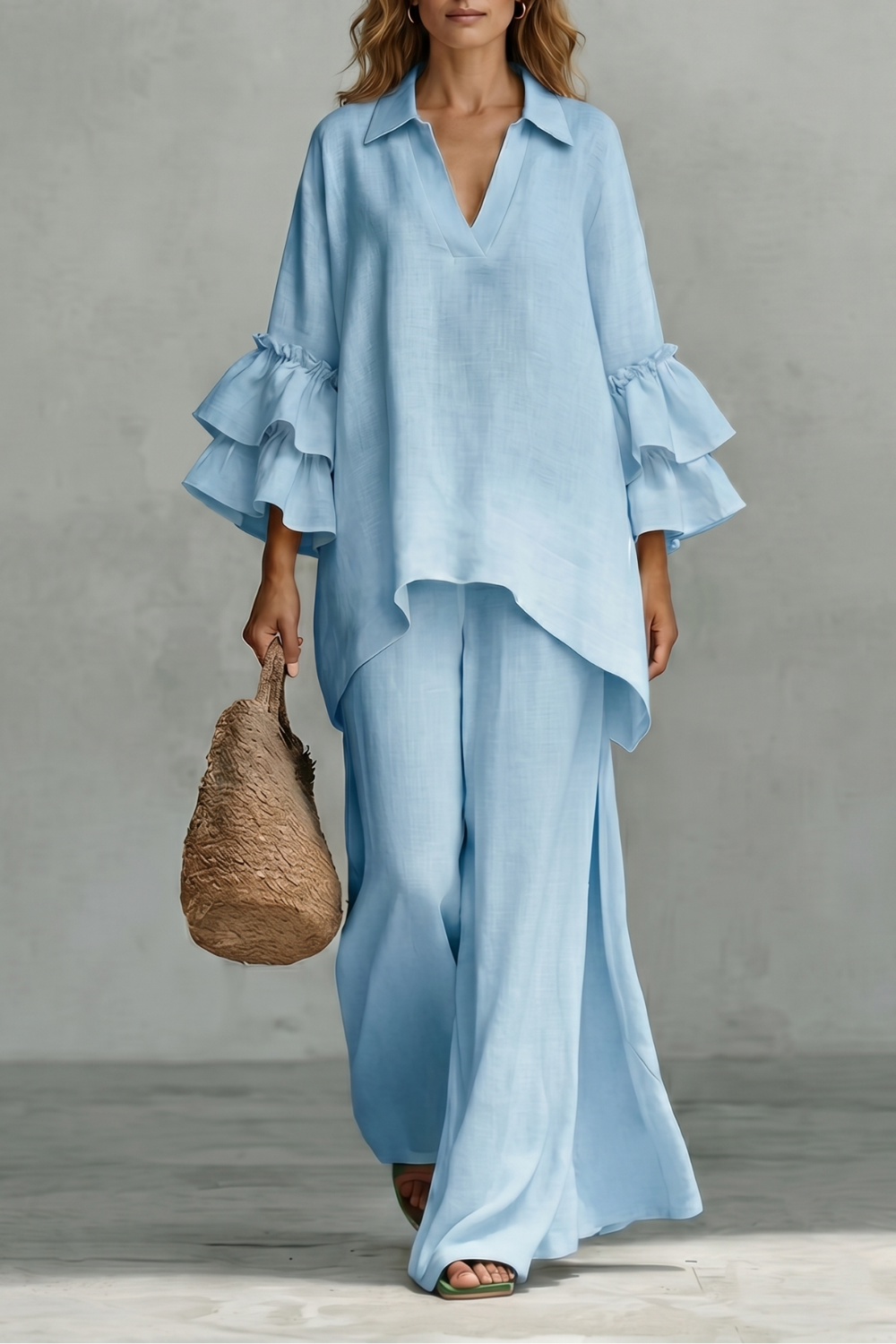 Évienne – Ruffled sleeve ease – Trouser set