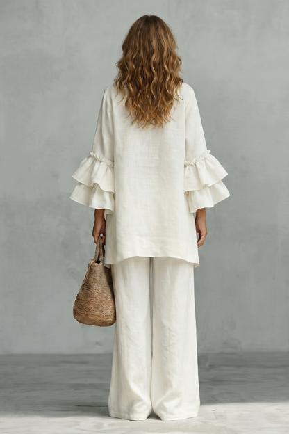 Évienne – Ruffled sleeve ease – Trouser set