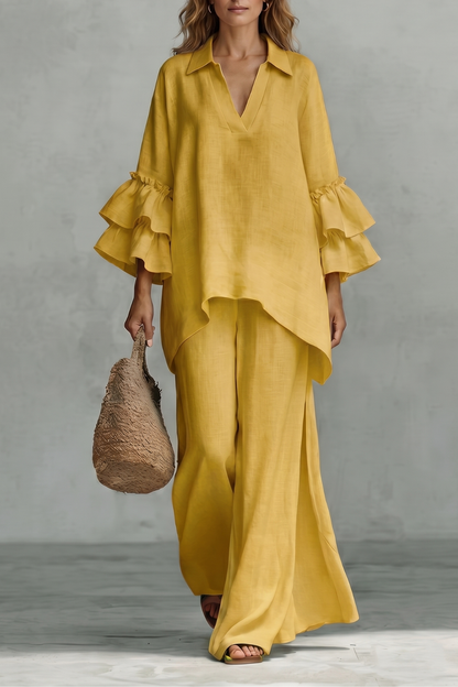 Évienne – Ruffled sleeve ease – Trouser set