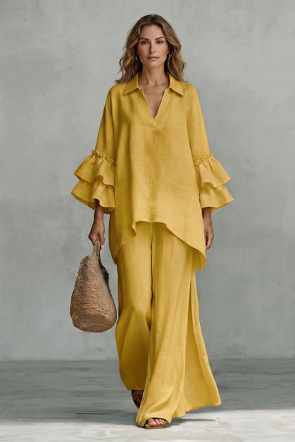 Évienne – Ruffled sleeve ease – Trouser set