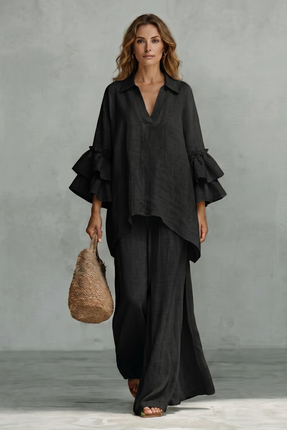 Évienne – Ruffled sleeve ease – Trouser set