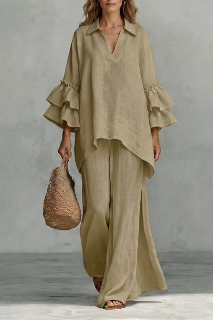Évienne – Ruffled sleeve ease – Trouser set