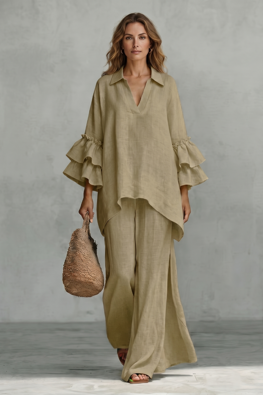 Évienne – Ruffled sleeve ease – Trouser set