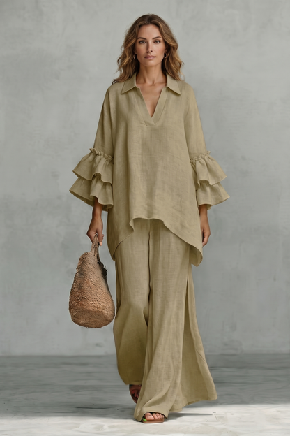 Évienne – Ruffled sleeve ease – Trouser set