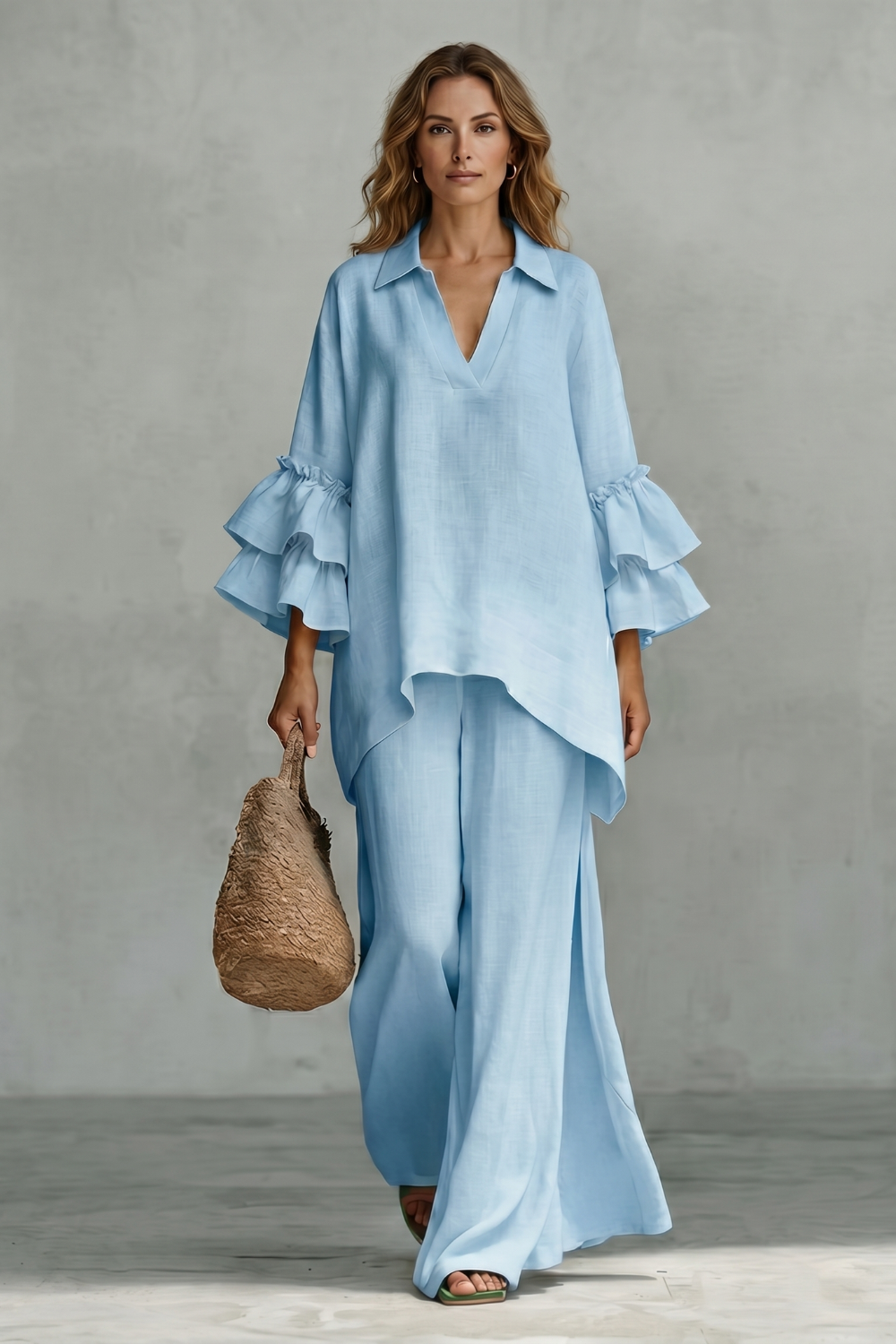 Évienne – Ruffled sleeve ease – Trouser set