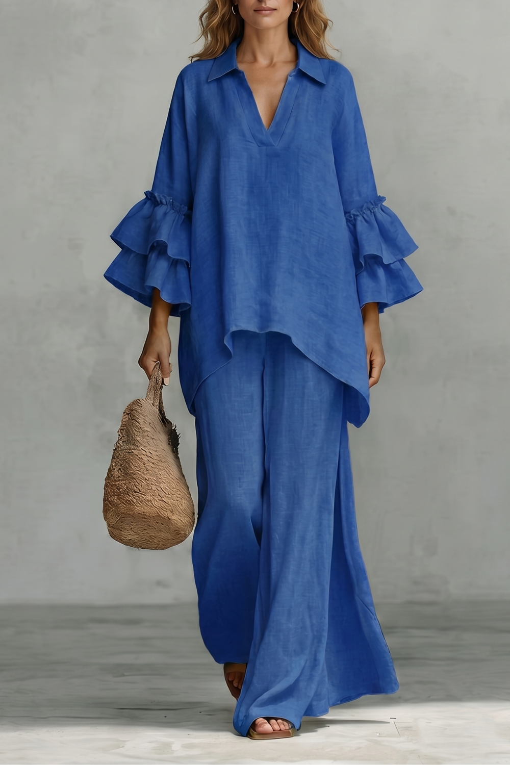 Évienne – Ruffled sleeve ease – Trouser set