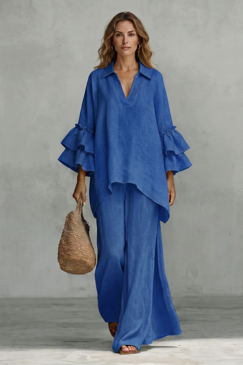 Évienne – Ruffled sleeve ease – Trouser set